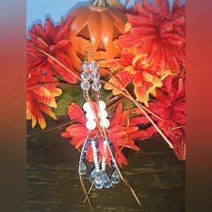 Boho Pearl Multicolored Blue Long Danggling Earrings